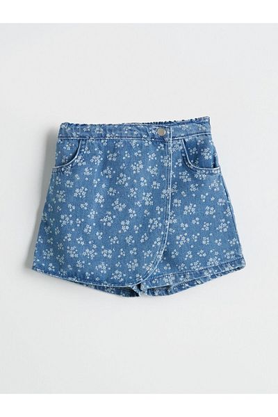LC Waikiki Lcw Kids Indigo Denim Look Girl's Shorts Skirt