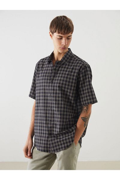 LC Waikiki Regular Fit Short Sleeve Plaid Men's Shirt