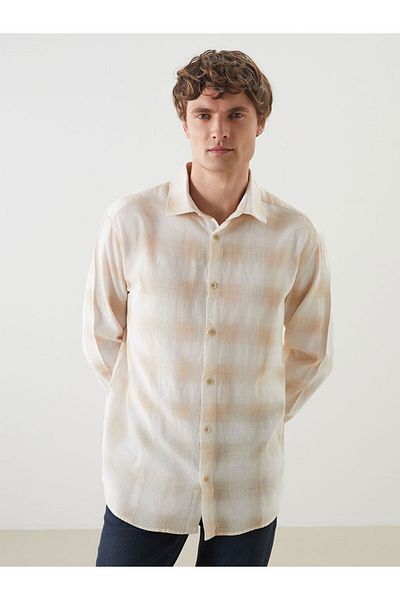 LC Waikiki Regular Fit Long Sleeve Plaid Poplin Men's Shirt