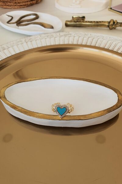 Trendy Butik خاتم القلب المطلي بالمينا الأزرق