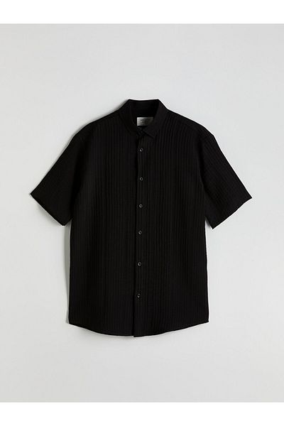 LC Waikiki Lcw Vision Black Regular Fit Men's Short Sleeve Shirt