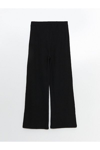 LC Waikiki Lcwaikiki Classic Black Women's Elastic Waist Textured Trousers