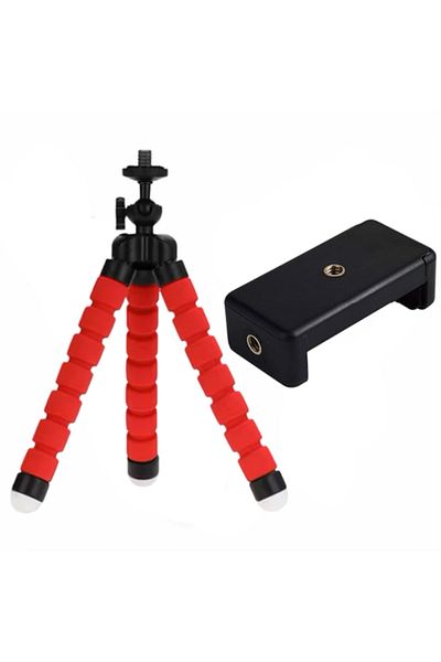 Choice Red Flexible Cell Phone Tripod Mini Cell Phone Tripod With Cell Phone Holder Regular 1/4-20 Screw 36