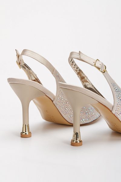 MFT AYAKKABI Women's Stone Embroidered Evening Dress Shoes Gold