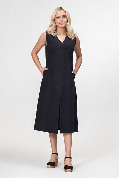 Bold & Young Rochie din bumbac fără mâneci pentru femei îndrăznețe și tinere, cu decolteu în V