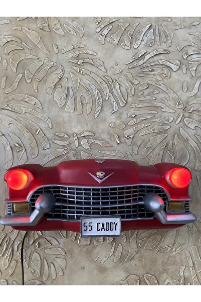 wowocraft Işıklı Cadillac Duvar Obje Araba,Kırmızı