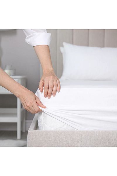 Kotonia Home Ranforce Elastic Bed Cover, 100% Cotton, White, 120x200 20 Cm