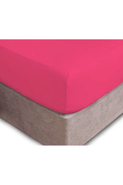 Kotonia Home Bed Cover With Elastic - Knit, 100% Cotton, Fuchsia, 100×200 20 Cm