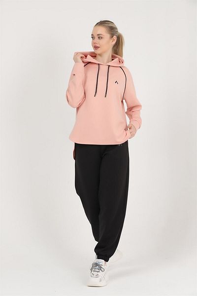 missmaral Set de trening de scuba pentru damă Hanorac negru Puppy Mouth cu buzunar elastic pentru picioare Jogger Fund 3070