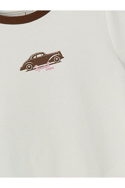 LC Waikiki LCW Kids Ecru Crew Neck Crop T-shirt για κορίτσια