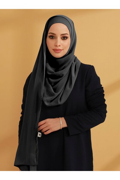 Tuva Chiffon Ready Turban with Inner Bonnet - Anthracite -