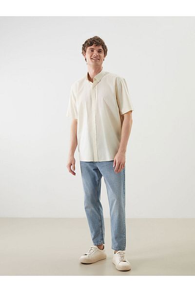LC Waikiki Sari Regular Fit Short Sleeve Linen Blend Men's Shirt