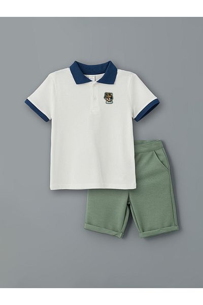 LC Waikiki Collar Pattern Men's and Children's T-Shirts and Shorts 2 Cow City Family Community Sale
