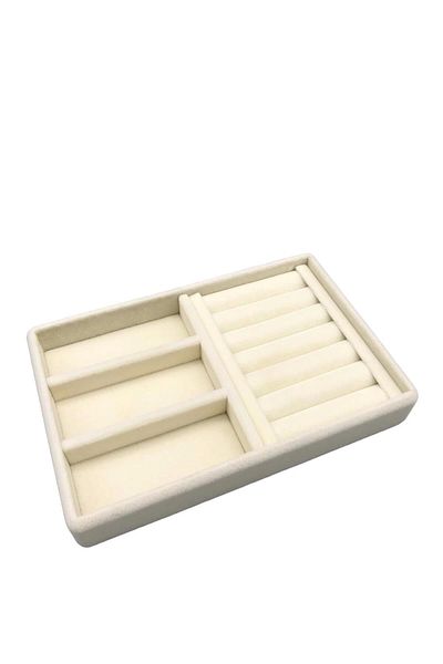MeGass Dekor Εγχώριας παραγωγής Suede Fabric Cream Χρώμα 22 cm / 14 cm Βάση κοσμημάτων σε συρτάρι