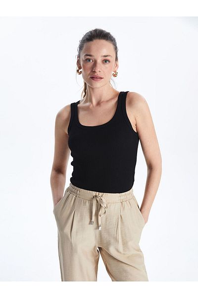 LC Waikiki Lcwaikiki Classic Black U-Neck Women's Undershirt
