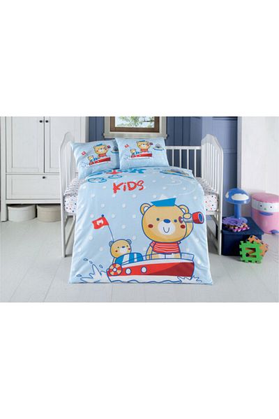 Kotonia Home Complete 8-piece cot set Kotonia Home Bebe - Sailor, 100% cotton with sponge cot protectors