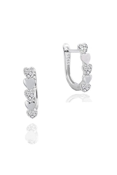 Brezza Lusso Jewelry Dia Serisi Kalpli Kadın J Model Gümüş Küpe 14 MM