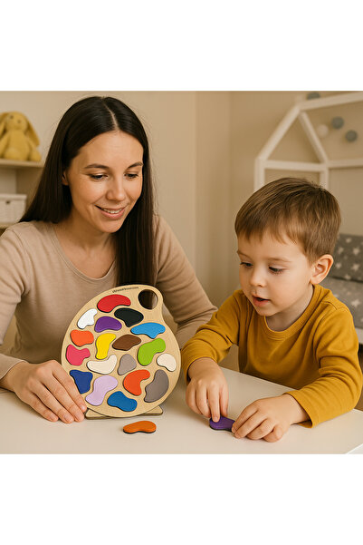 Karter İnovasyon Colors 18 Pieces Educational Toy, Wooden Colors Toy, Montess...