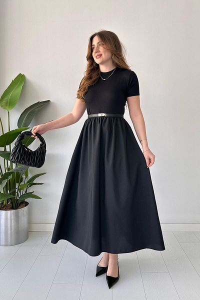 MaziButik Κοντομάνικο Ethic - Φόρεμα Poplin Μαύρο