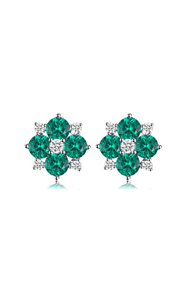 Brezza Lusso Jewelry Zümrüt Taşlı Elegant Stylish Night Kadın Gümüş Küpe