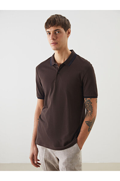 LC Waikiki Men's Textured T-Shirt with Turn-Down Roba Collar and Short Sleeve...