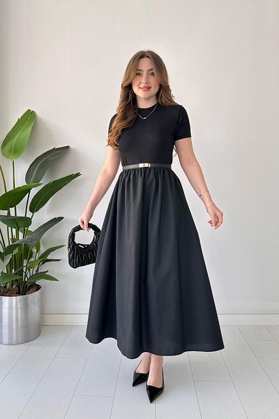 MaziButik Κοντομάνικο Ethic - Φόρεμα Poplin Μαύρο