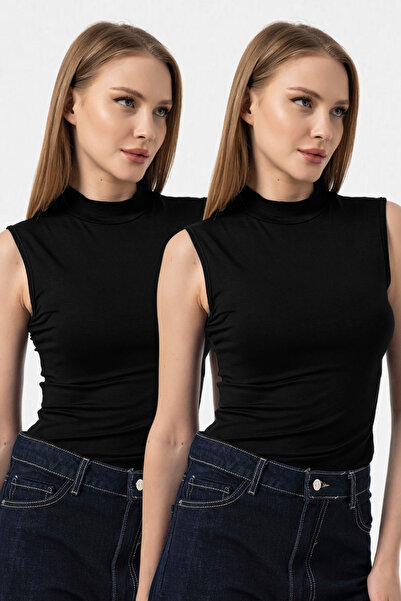 VODENS Black Black 2-Piece Sleeveless Bodysuit