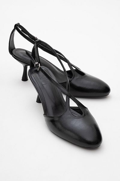 LuviShoes Pantofi cu toc pentru femei AGVES Black Skin