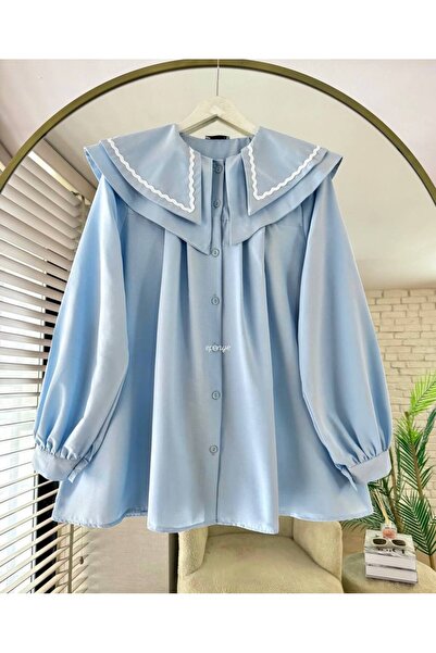 by nursel çiçek Γυναικείο πουκάμισο με λεπτομέρεια στους ώμους (Το προϊόν είναι ευρείας εφαρμογής)