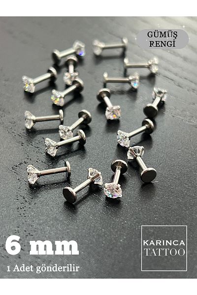 Karınca Piercing Stone Detailed Piercing - Ear, Tragus, Forward Helix, Flat Conch, Lip, Nose and Nostril Surgical Steel Earrings