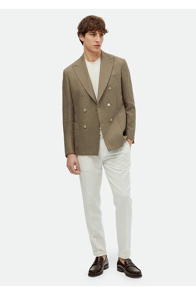 Ramsey Striped Slim Fit Linen Blend Jacket