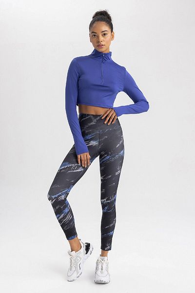 DeFacto Tricou sport slim fit - guler cu fermoar cu mâneci lungi