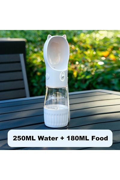 Choice Gray Portable Dog Water Bottle With Food Cup For Small Large Dog Cats Outdoor Walking Drinking Feed