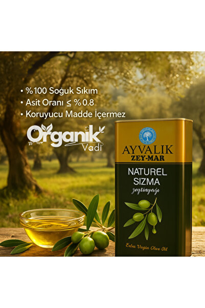 ORGANİK VADİ AYVALIK ZEY-MAR NATUREL SIZMA SOĞUK SIKIM ZEYTİNYAĞI 0,2 ASİT