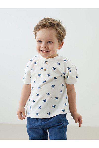 LC Waikiki Lcw Crew Neck Printed Baby Boy T-Shirt and Sweatpants Bottom 2-Piece Fast Fashion