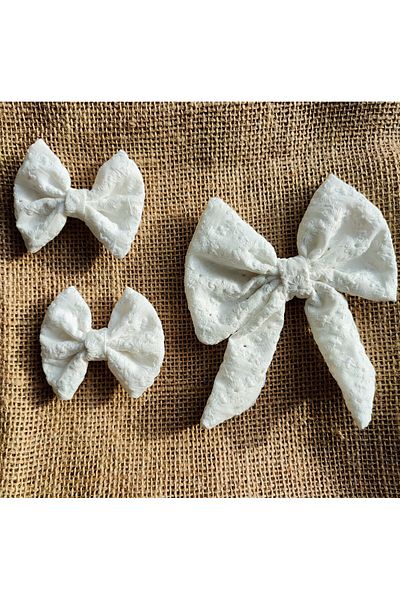 Nuasya Embroidery Cotton White 3-Piece Buckle Set (1 Automatic + 2 Side Buckles