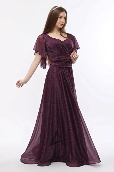 Alonclia Drapajlı Simli Abiye