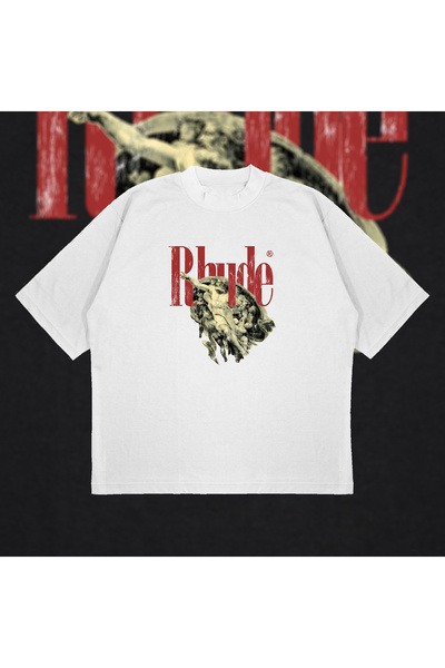 PURE POWER Rhude Statue supradimensionat Bumbac unisex cu țesătură groasă res...