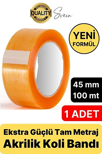 Svein Ekstra Güçlü Yeni Formül 1 Adet 45 mm x 100 mt Koli Bandı Şeffaf Dayanı...