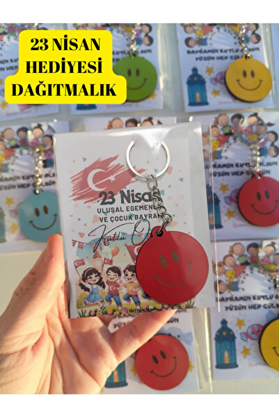 23 Nisan Hediyesi 1 Adet Anahtarlık Tek Tek Jelatinli Renkli Emojili