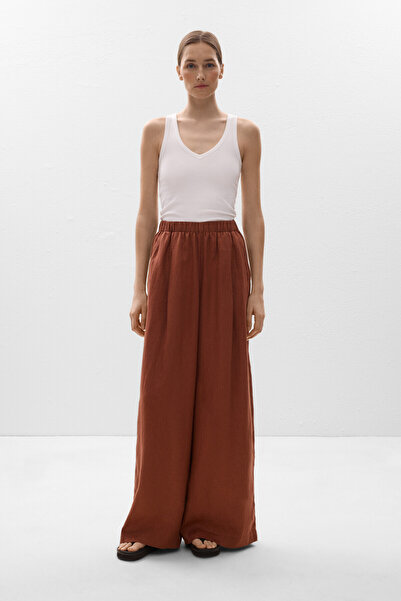 Oysho % 100 keten düz kesim geniş pantolon