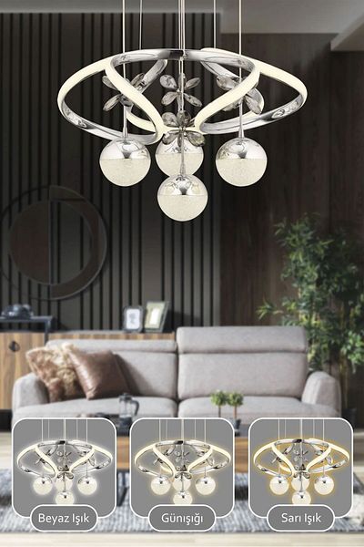 lüx aydınlatma Si̇na Chrome 4 Ball Living Room Chandelier