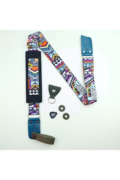 MEDUSA Aztec Sr Model Electric Guitar Strap, Strap Lock, Pickcase, Head Connect Device