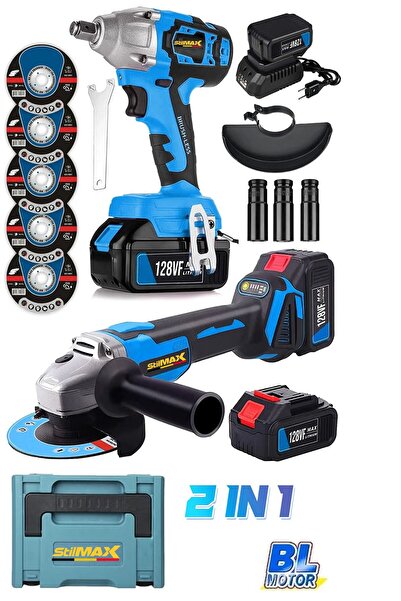 stilmax Yüksek Profesyonel 2'li Set Somun Sıkma Sökme Bijon Taşlama Spiral Makinesi 2 Akülü Kömürsüz Motor