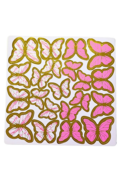Pastafiks Dekor Kelebek Süs 21'li Pembe