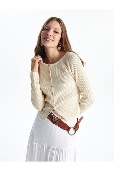 LC Waikiki Lcw Crew Neck Women's Knitwear Cardigan Fast Fashion