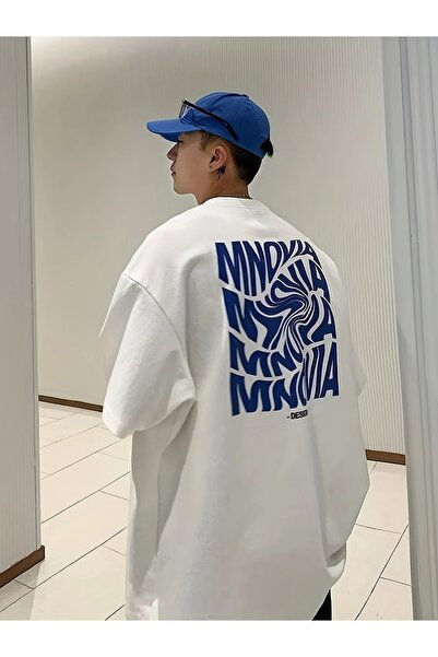 LOTS MODA Ανδρικό φαρδύ μπλουζάκι από 100% βαμβάκι MNOVIAEAB με στάμπα, άνετο...