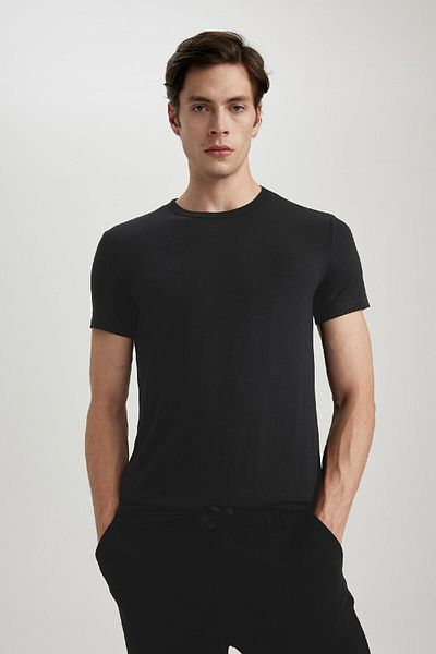 DeFacto Premium Slim Fit Slim Fit Crew λαιμόκοψη κοντό μανίκι Modal Z8085az24sp