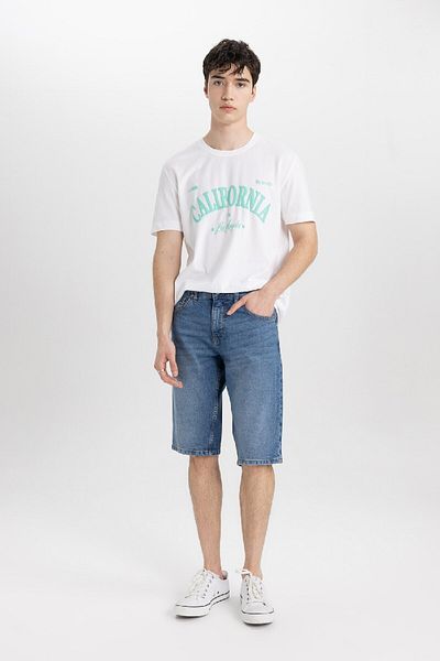 DeFacto Μπλουζάκι με κοντό μανίκι Regular Fit Crew Lack B9002ax24sm