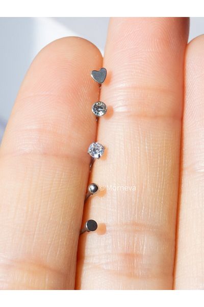 MORNEVA Minimal Nose Piercing Set with Stone and Heart Hızma (5 Pcs)